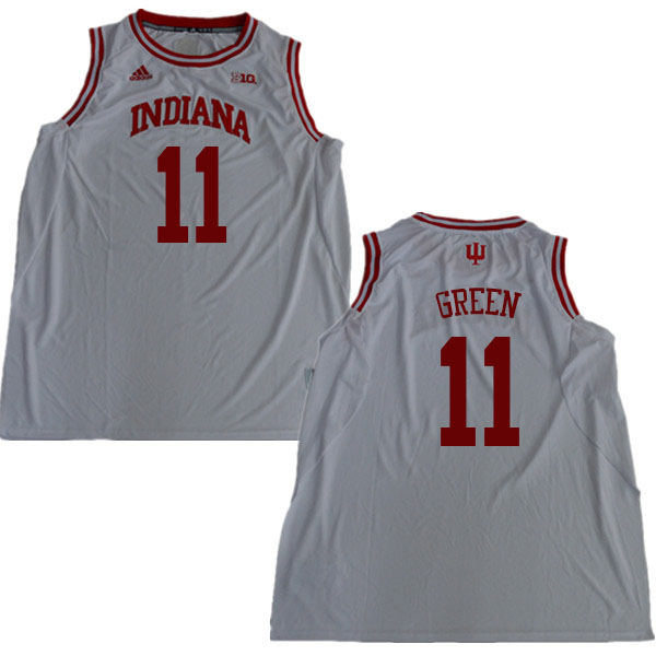 Men #11 Devonte Green Indiana Hoosiers College Basketball Jerseys Sale-White - Click Image to Close